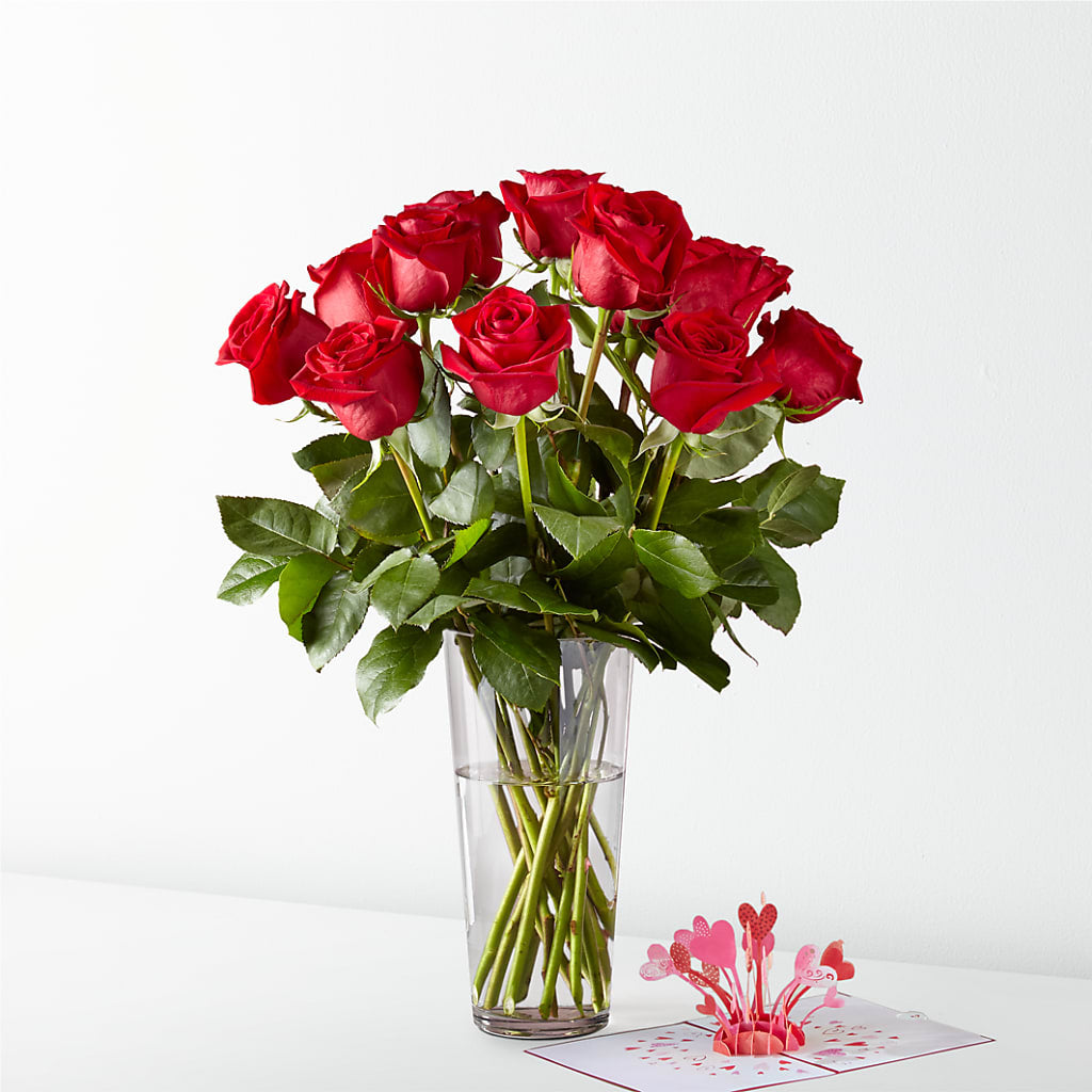 Long Stem Red Rose Bouquet & Lovepop® Pop-Up Card